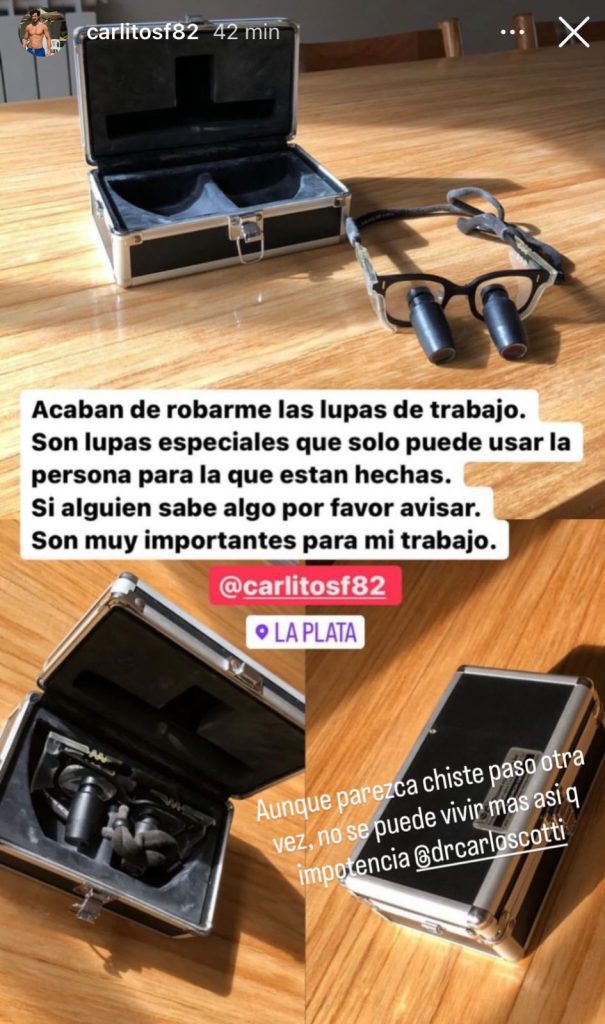 Cirujano cardiovascular del Hospital El Cruce afectado por el robo de sus lupas microquirúrgicas